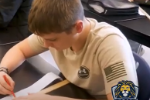  Student working at table